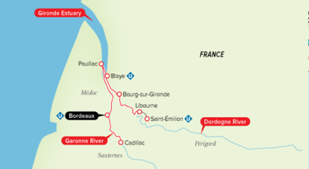 Tango's Bordeaux Cruise Route