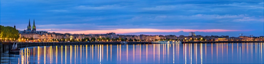 Sunset view of Bordeaux from the Garonne River
